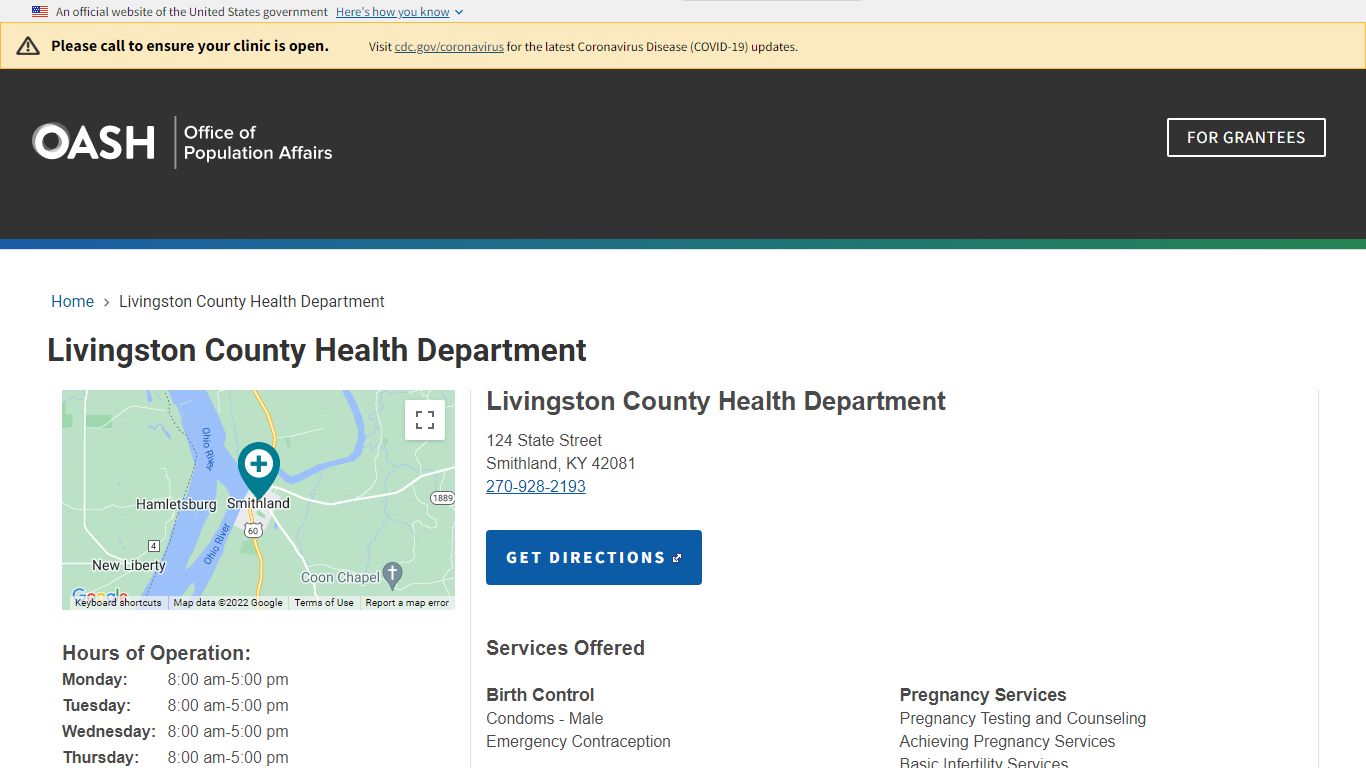 Livingston County Health Department | HHS Office of Population Affairs