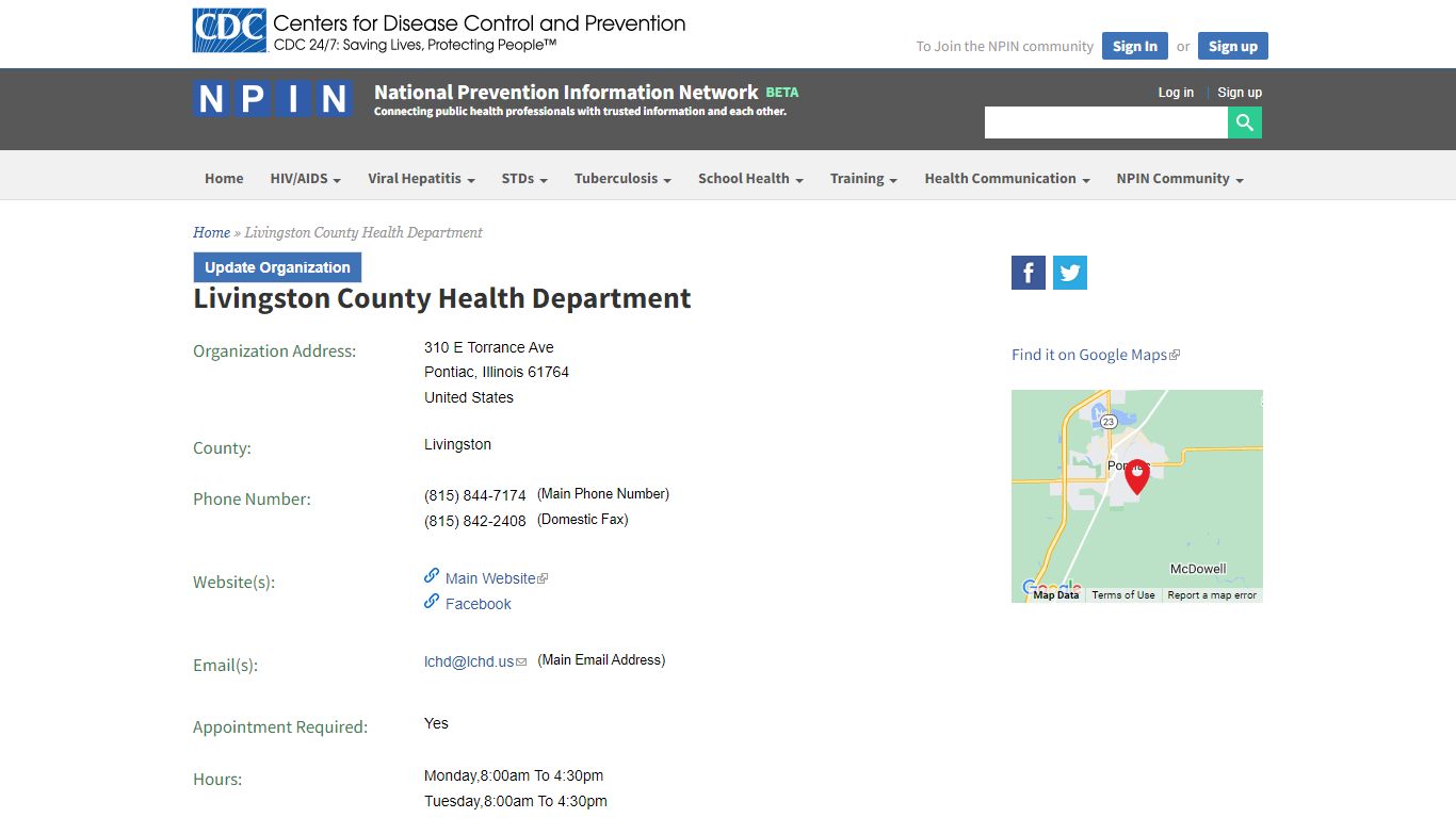 Livingston County Health Department | National Prevention Information ...